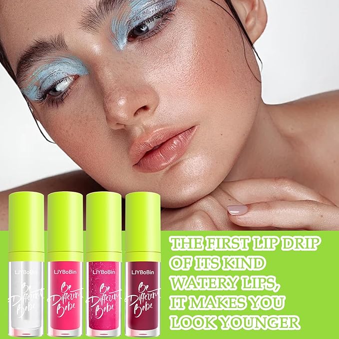 4 Colors Lip Gloss Set,Tinted Lip Oil Long Lasting Non-sticky Shiny Lip Plumping Lip Gloss,Hydrating Moisturizing Lip Glow Oil for Looking Lips,Smooth Glossy Lip Plumper Gloss Set for Women(A#)