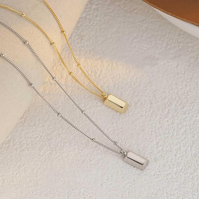 Vintage Square Pendant Necklace Polish Square
