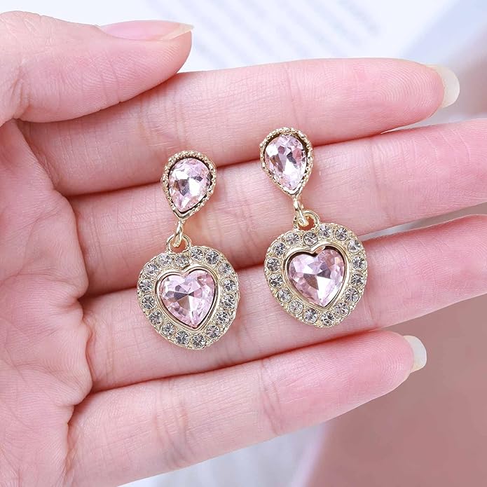 Vintage Emerald Heart Earrings Emerald Cz Teardrop Earrings