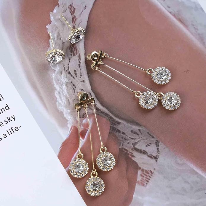 Vintage Crystal Chandelier Drop Earrings Rhinestone Ball Dangle