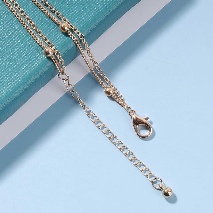 Boho Layered Satellite Choker Necklace Gold Ball Chain