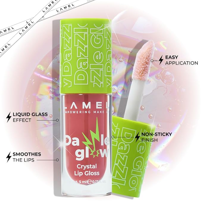 Lamel Dazzle Glow Crystal Clear Lip Gloss - Hydrating Lip Gloss - Non Sticky Lip Gloss - Colored Lip Gloss - Lip Gloss Color - Mini Lip Gloss - Moisturizing Lip Gloss - №403 Fancy