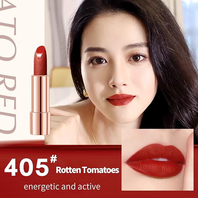 Matte Lipstick Set 3 Colors Lip Stick with Orange Chain Bag Package Velvet Lip stick Set Waterproof Non-Stick Cup Long Lasting Retractable Red Lipstick Set 3.5gx3 Pcs