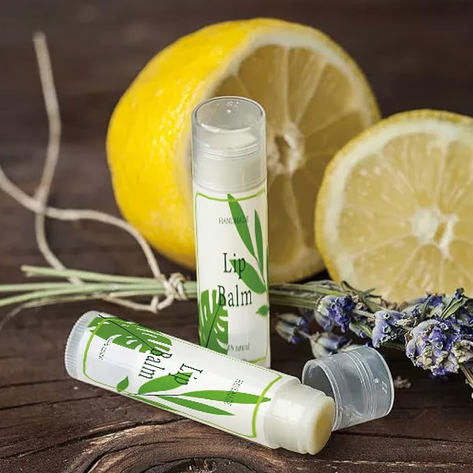CRASPIRE Lip Balm Labels 80pcs Homemade Container(Leaves-Green)