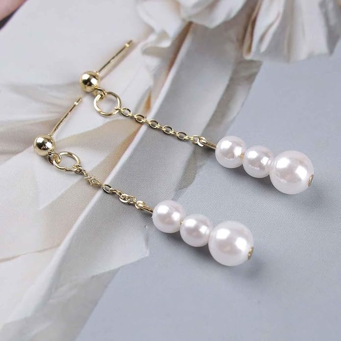Vintage Pearl Drop Earrings Long Pearl