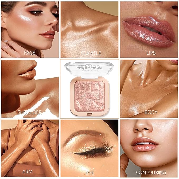 4 Colors Diamond Shimmering Powder, High Glossy Face Highlighter Eyeshadow