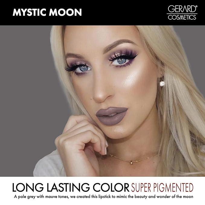 Gerard Cosmetics Lipstick Mystic Moon | Grey Mauve Lipstick with Luxe Satin Finish | Highly Pigmented, Smooth Formula with Hydrating Ingredients | Long Lasting | Cruelty Free & Made in USA