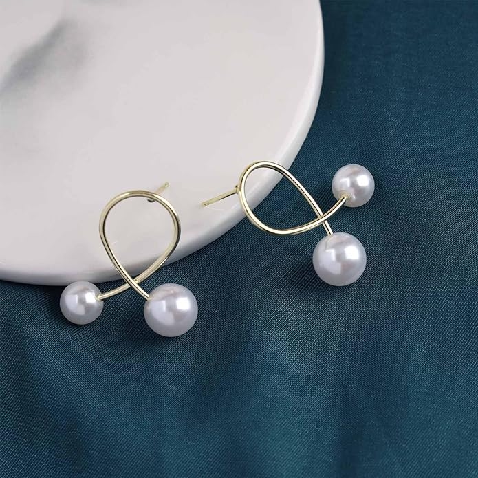 Vintage Pearl Drop Earrings Gold Pearl