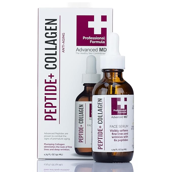 Collagen & Peptides Plumping Skin Care Facial Serum, Anti Aging Face Skincare Serum Helps Reduce Appearance Of Age Spots, Aging Complexions, Sagging Skin, & Wrinkles, Large 1.75 Fl Oz