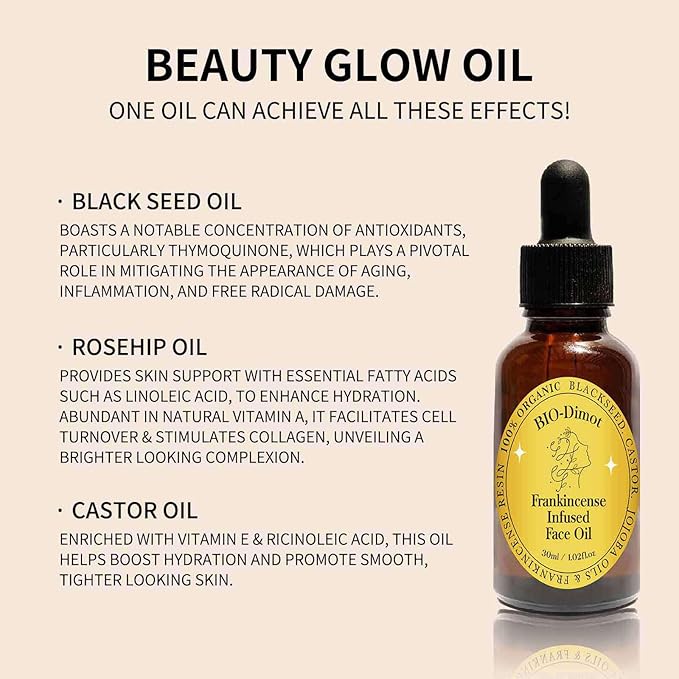2 Pcs Frankincense Resin Oil, Organic Frankincense Infused Black Seed and Castor and Jojoba Oils for Skin Hydration Anti-Aging Face Serum.