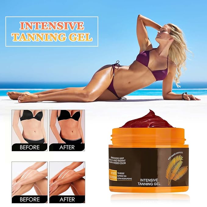 Luxury Intensive Tanning Gel, Natural Tanning Accelerator Lotion, Brown Tanning Gel, Natural Tanning Accelerator Cream Gel, for Sunbeds & Outdoor Sun (2pcs)