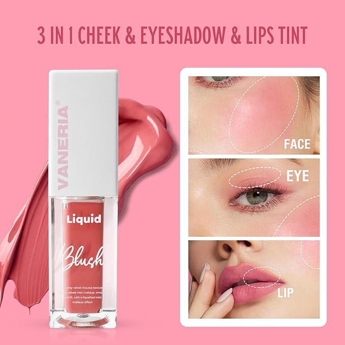 VANERIA Liquid Blush for Cheeks,Long lasting High Pigment Blushes.#1 (/0.17oz) 5g