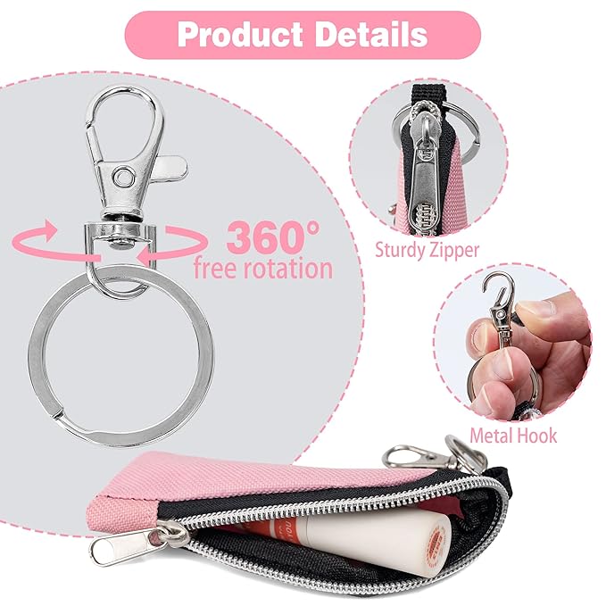 Chapstick Holder, 6 Pcs Lip Balm Sleeve Pouch, Portable Lipstick Holder Bag, Clip-on Makeup Travel Accessories, Great Stuffers for Women