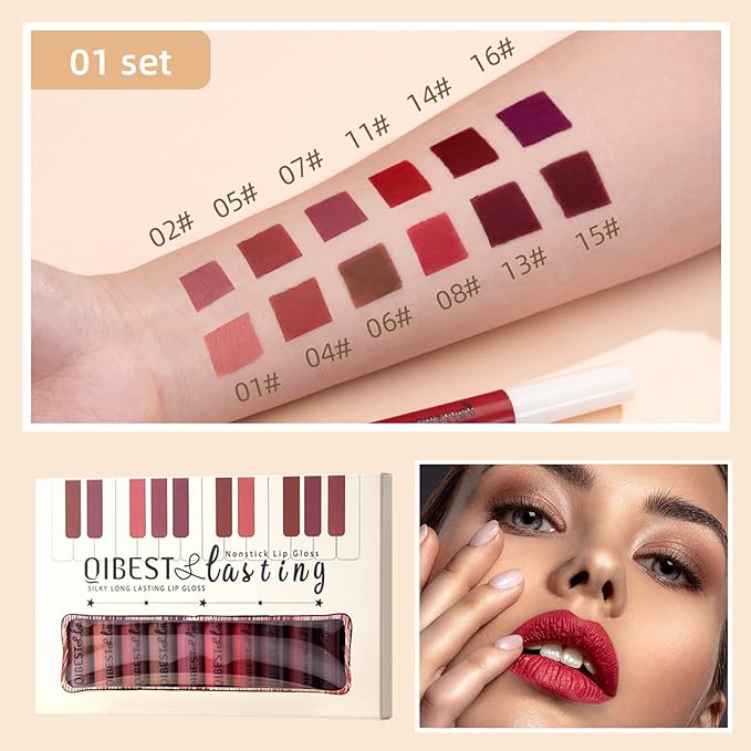 QiBest 12Pcs Matte Liquid Lipstick Set for Girls Lipstick