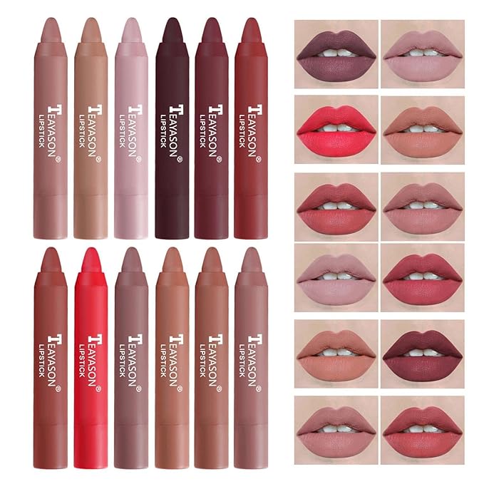 Agrifilm Matte Velvet Lipstick Lip Crayon Nourishing Non-Stick Cup Lip Stain Lip Gloss,Long-lasting Waterproof Lip Stick Lip Makeup for Women (11)