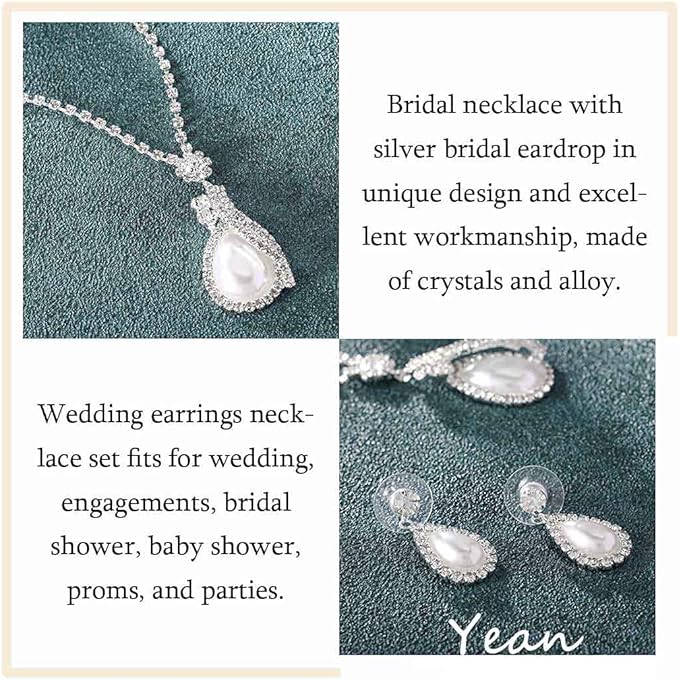 Yean Bride Silver Necklace Earrings Set