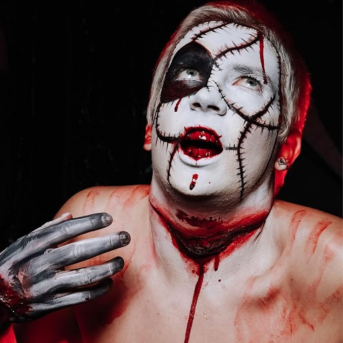 BOBISUKA Halloween Fake Blood + 10 Pack of Mouth Clothes