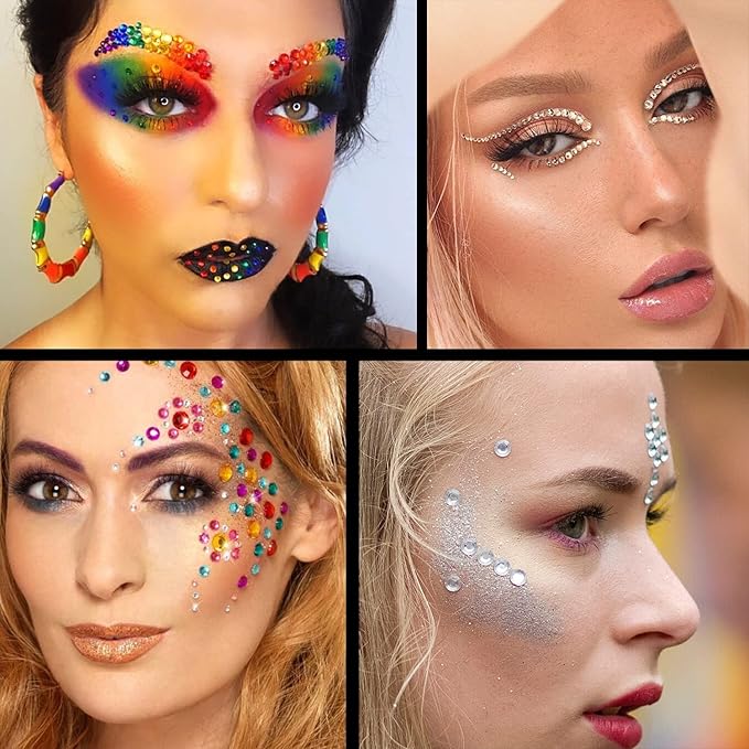 Flat Back Rhinestone Kits Colorful Rhinestones+Transparent White Gems