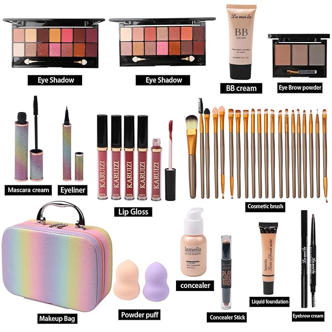 Makeup Set for Girls, Rainbow Makeup Kit, Beauty