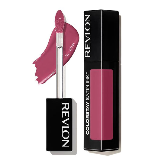 Revlon Liquid Lipstick, Face Makeup, ColorStay Satin Ink, Longwear Rich Lip Colors, Formulated with Black Currant Seed Oil, 010 Your Majesty, 0.17 Fl Oz
