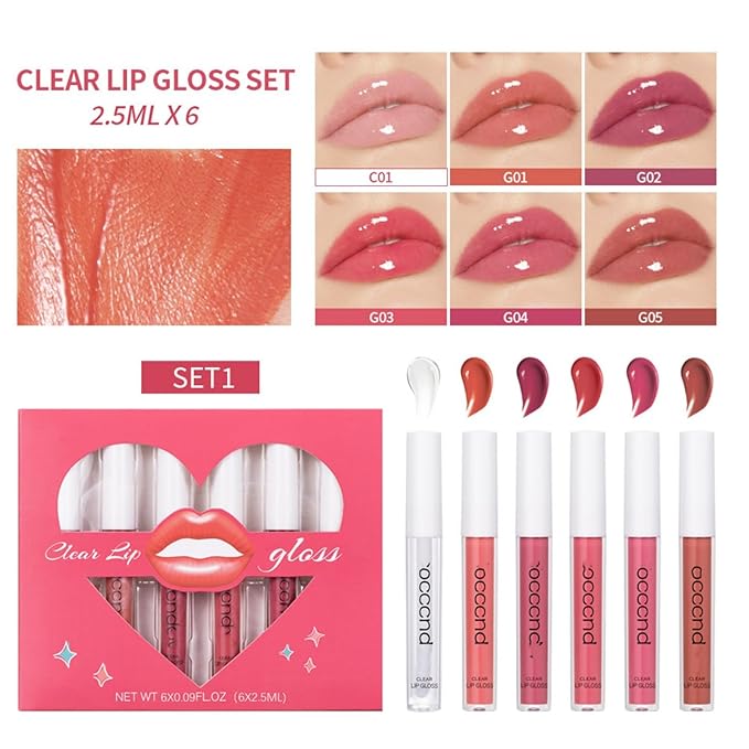 Hydrating Lip Gloss Set 6 Colors Moisturizing Glossy Hydrating
