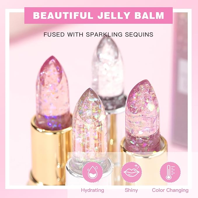 Glitter Jelly Lipstick, Glitter Lip Gloss, Glimmer Balm Glitter