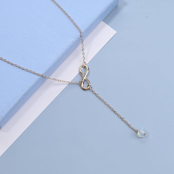 Boho Crystal Infinity Necklace Gold Y