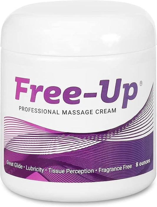 Free-Up-Professional Massage Cream, Fragrance-Free, Great Glide, Lubricity, Tissue Perception, Perfect for Physical Therapy, Massage Versatile, Non-Greasy, 8 Oz Jar