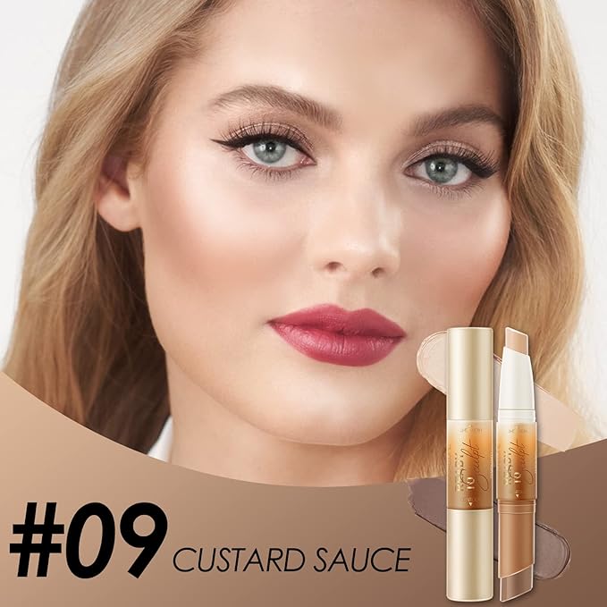 FOCALLURE 2 in 1 Cream Bronzer and Highlighter Pen,CUSTARD SAUCE