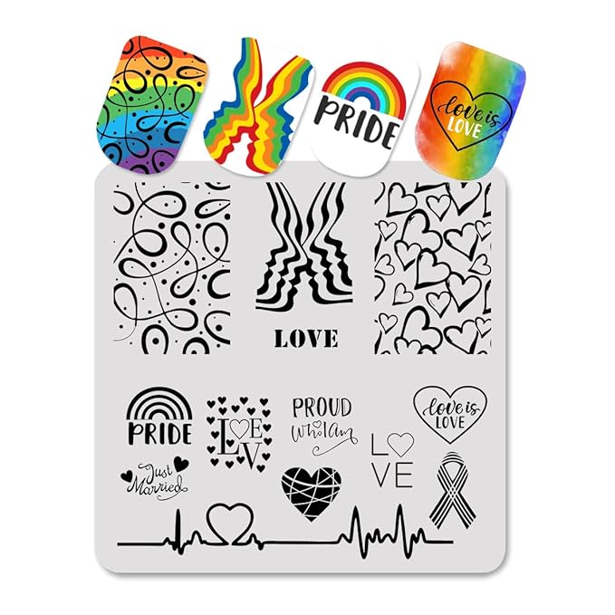 Rainbow nail art stamping plates