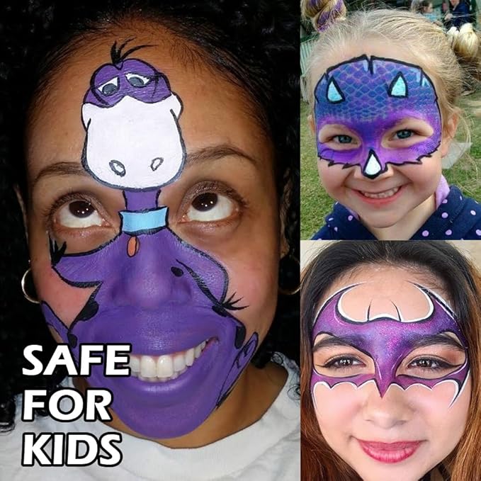 Kaely 1Pcs Purple Face Paint Stick,Pro Eye Black Stick Baseball Football Softball,Easy to Color,Matte Lipstick Face Body Paint Set,Halloween Birthday Party Clown Makeup Sets,11