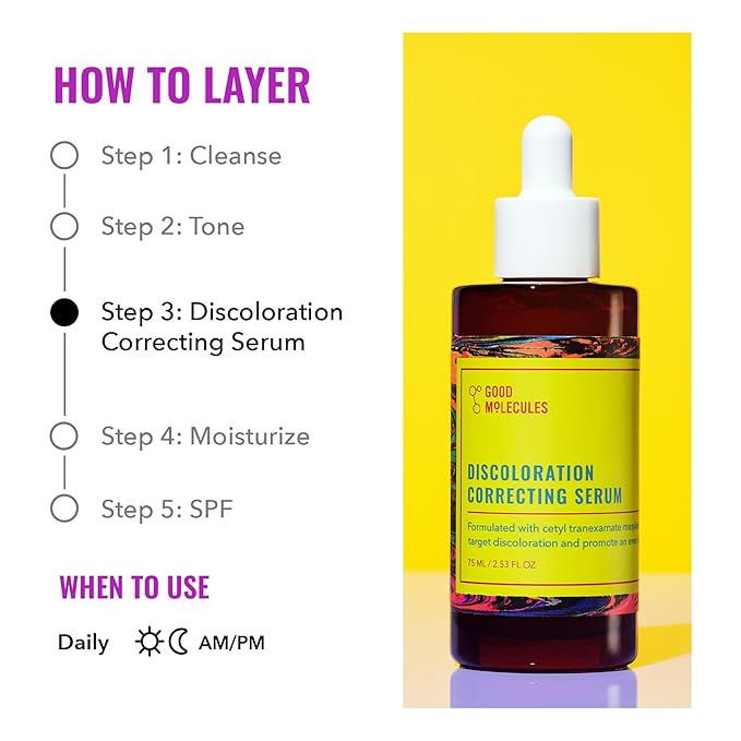 Good Molecules Discoloration Correcting Serum - Tranexamic Acid Ester Salt and Niacinamide for Dark Spots, Sun Damage, and Age Spots - Skincare Face