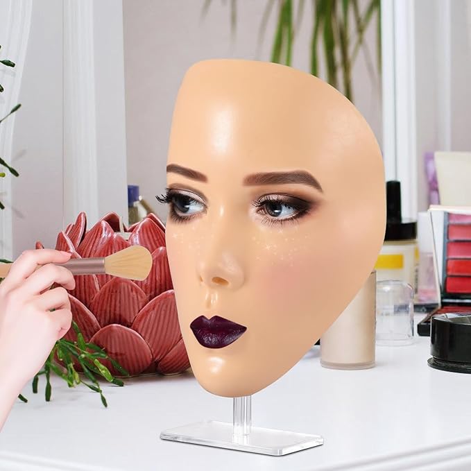 3D Makeup Practice Kit,Reusable Silicone Makeup Practice Face
