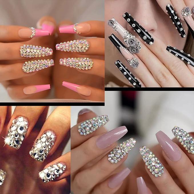 Flat Back Rhinestone Kits Colorful Rhinestones+Crystal AB&Transparent White