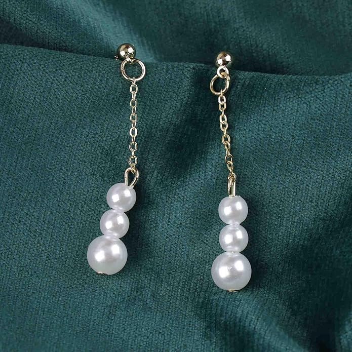 Vintage Pearl Drop Earrings Long Pearl