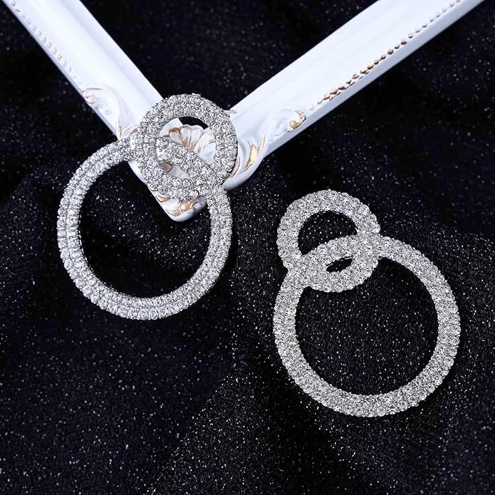 Vintage Crystal Circle Drop Earrings Double