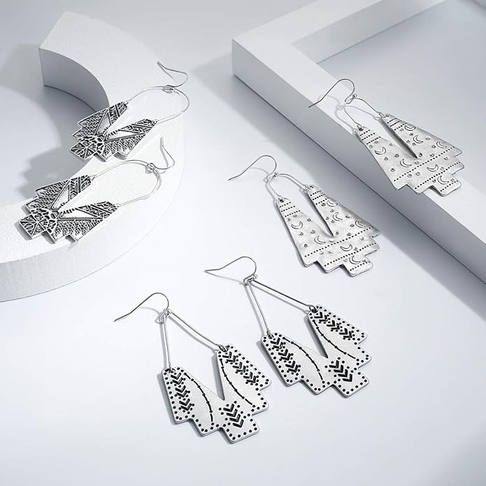 Zealmer Gold Geometric Earrings Statement Vintage