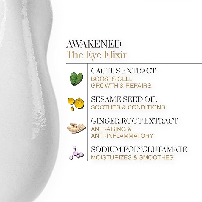 Eye Cream-AWAKEN The Isotonic Eye Elixir, Daily Anti-Aging, Hydrate, Brighten, Lift, Renew with RIT-5™ Complex for Wrinkle-Free, Youthful Eyes, Rollerball Wand Optimizing Absorption, 0.5 oz