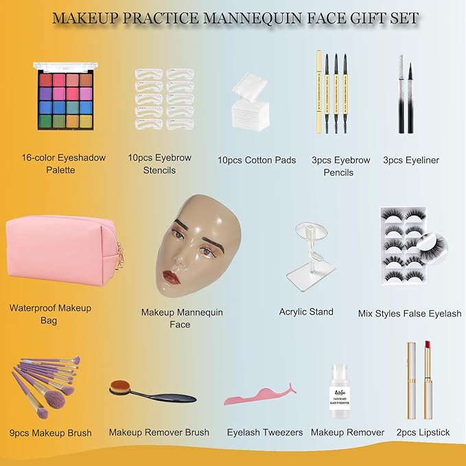 Makeup Practice Face Board, 5D Makeup Mannequin Face