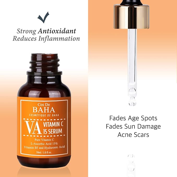 Vitamin C 15% Serum with Arbutin for Face - Brightening Facial Serum with Aloe - Professional Formula for All Skin Types, 1 Fl Oz (30ml)