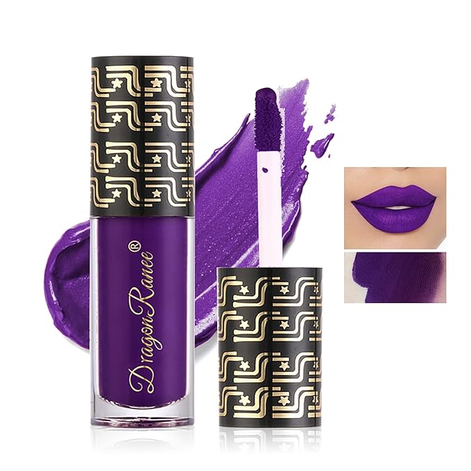 Halloween Dark Matte Liquid Lipstick for Women, Long Lasting Waterproof Lip Gloss, Face Body Painting, Vivid Vampire Lip Stain for Masquerade, Party Goth Makeup, Cosplay (#09 Purple)