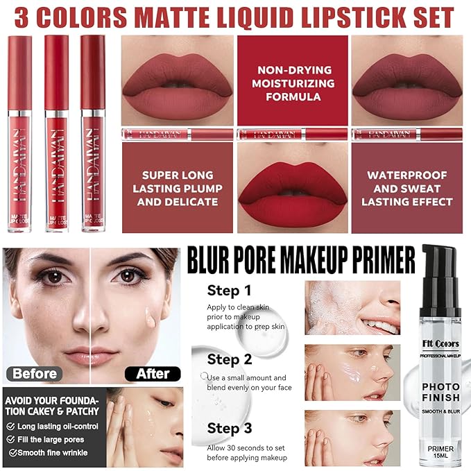 All in One Makeup Kit,Includes Naked Eyeshadow,Liquid Foundation,CC