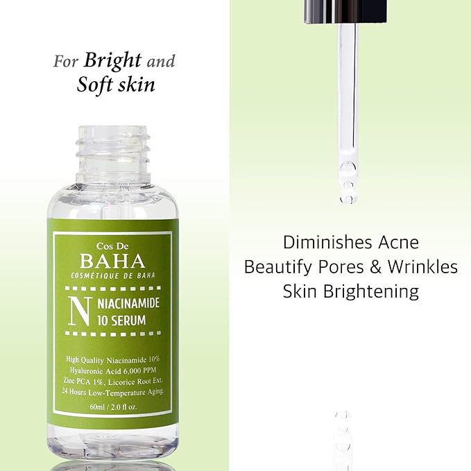 Niacinamide 10% + Zinc PCA 1% Serum for Face - Pore Reducer + Uneven Skin Tone Treatment + Diminishes Acne Prone, Skin Balancing Pore Reducing, Restores Elasticity, 2 Fl Oz (60ml)