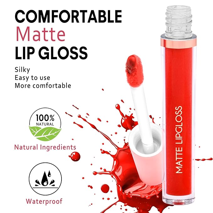 Matte Lip Gloss for Women,3 PCS Matte Liquid Gloss