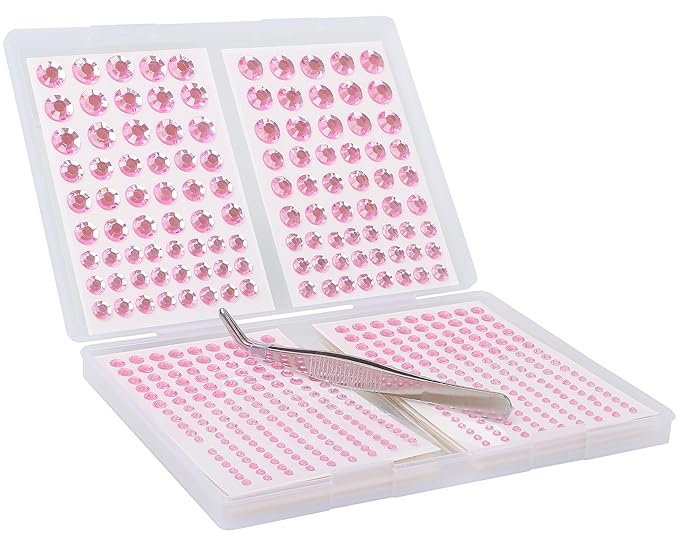 NIACONN Pink Face Jewels Gems Stick on, 10 - Pink