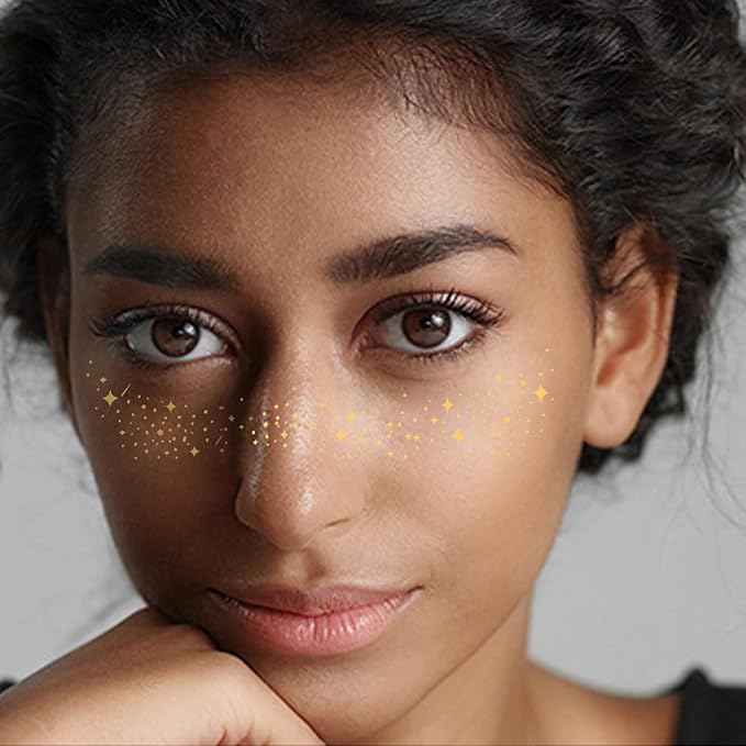 8 PCS Makeup Patches,Gold Face Glitter Makeup Speckles,Glow Women