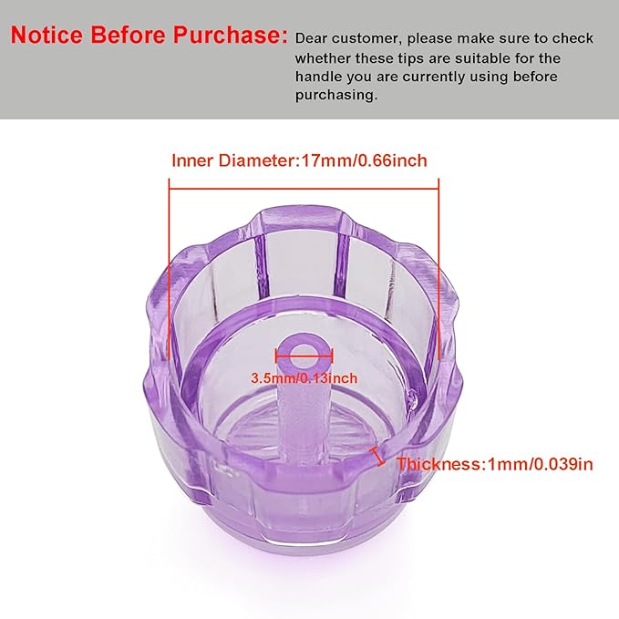 Elitzia Plastic Dermabrasion Microderma Heads Facial Aqua Peel Tips Water Peeling Caps Facial Care Skin Cleaning Tool Beauty Machine Replacement Spare Parts 8pcs Per Set (Lilac)