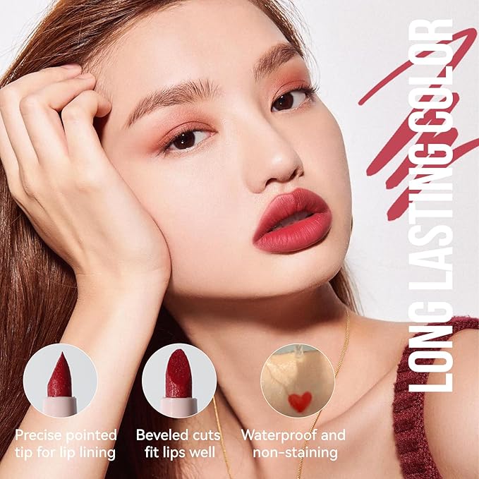 Pink Lip Tint Marker Lip Liner Hydrating And Waterproof Formula, Smudge Proof Water Lip Stain Long Lasting High Pigmented Matte Liquid Lip Liner, Easy To Color, Precise Chisel Tip Marker Pen(01# PINK)