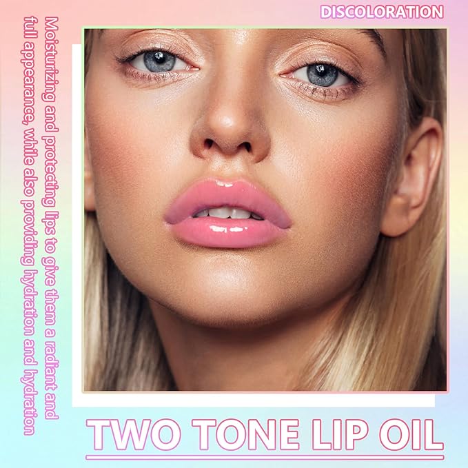 Double Colors Lip Glow Oil, Fruit Flavoured Clear Glow