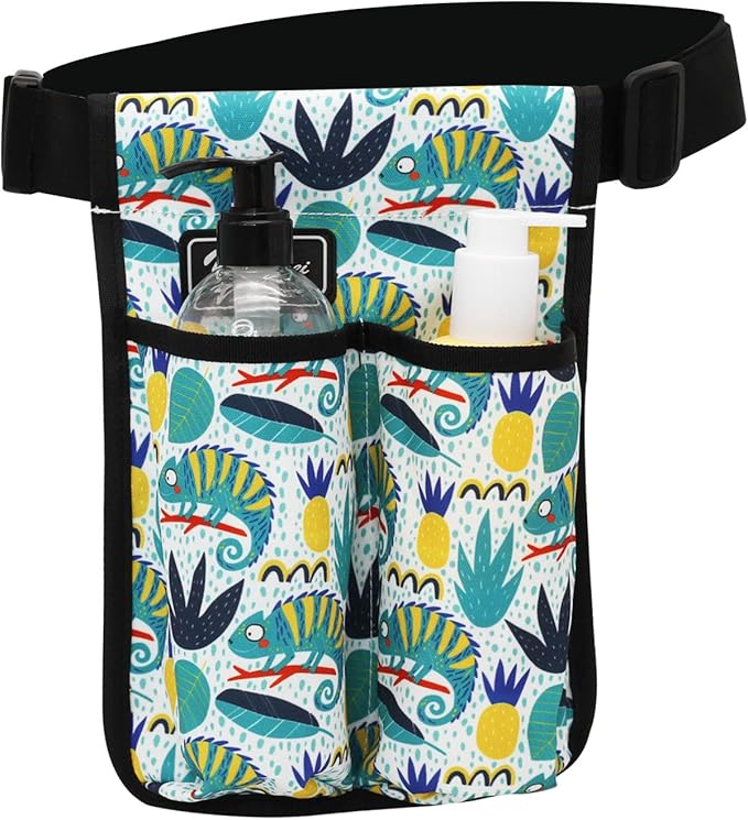 Massage Bottle Bag ,Massage Therapist Holster Massage Lotion Holster, Massage Oil Holster(2 bottle ,Flower color)